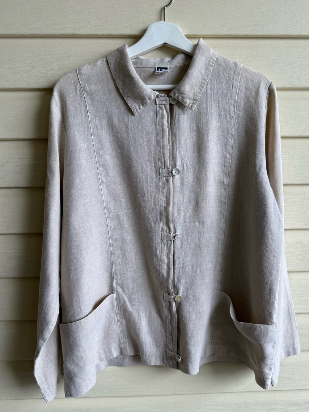 PA Company Light Taupe Button Front 100% Linen Jacket size M/L
